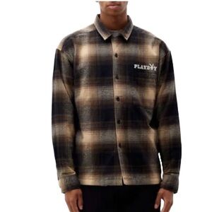 Playboy By PacSun Shadow Plaid Flannel Shirt Size Large